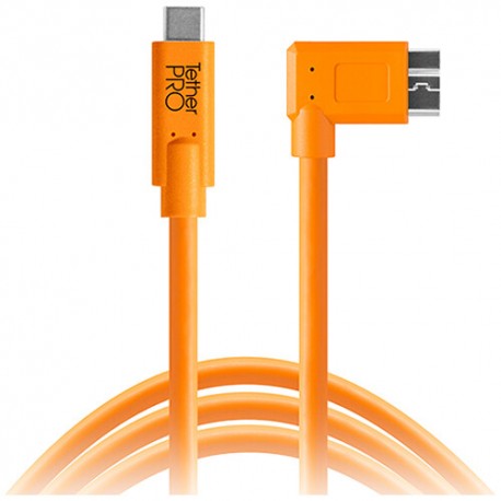 Tether Tools TetherPro USB Type-C Male to Micro-USB 3.0 Type B Male Cable (4,6m, Orange, Right-Angle)